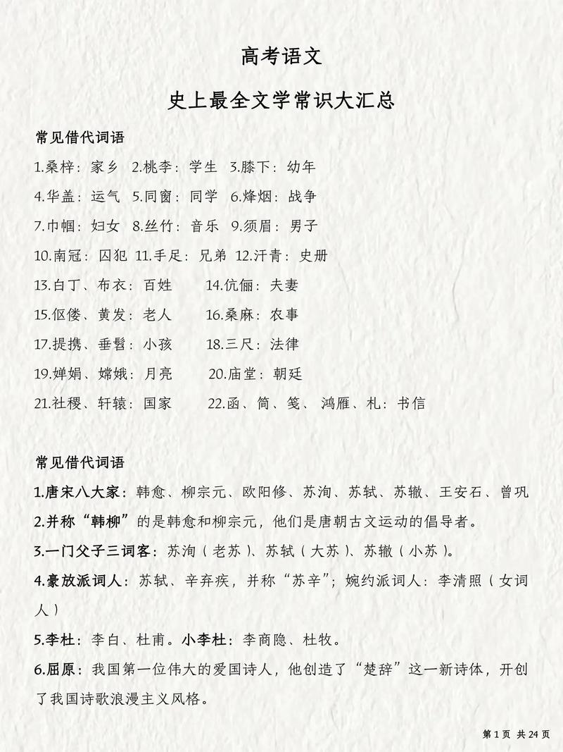 高考必备语文文学常识,高考文学常识积累 第8张 高考必备语文文学常识,高考文学常识积累 第8张